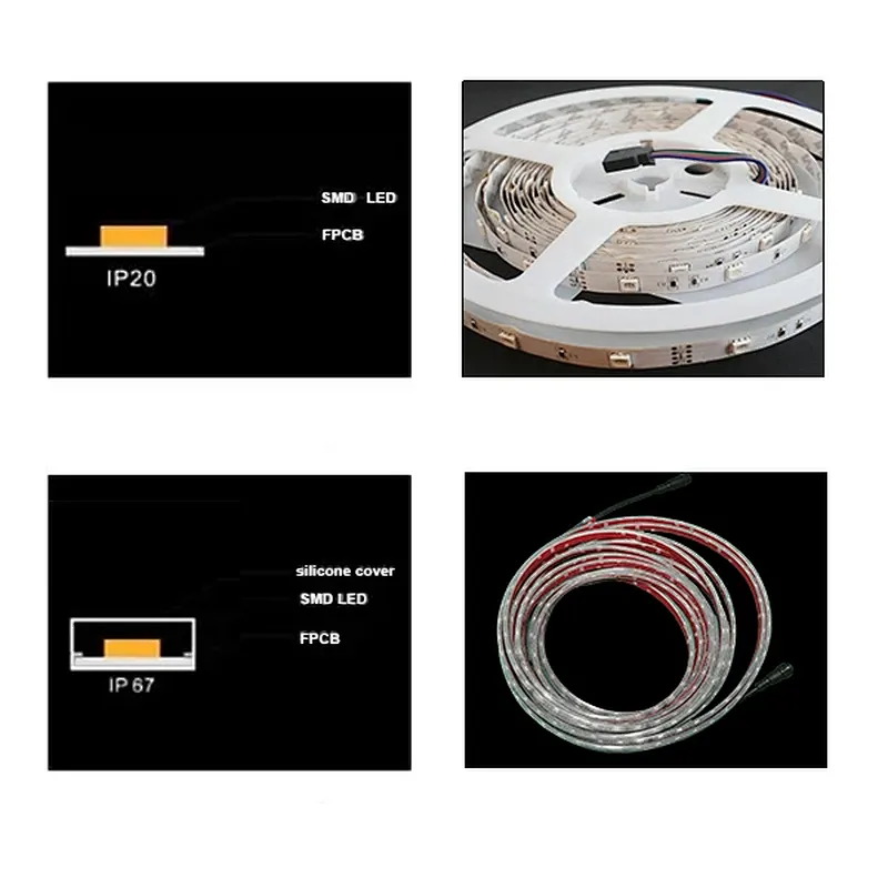 DC24V IP20 IP67 RGB Smart LED Strip Lights